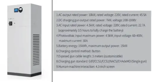 Solar Station 7kW DC Integrated Solar-Storage-charging station with 15kWh battery (no solar panel)